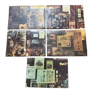 5 VTG Washable Sepia Scenes Placemats By Alexander Girard For John Deere